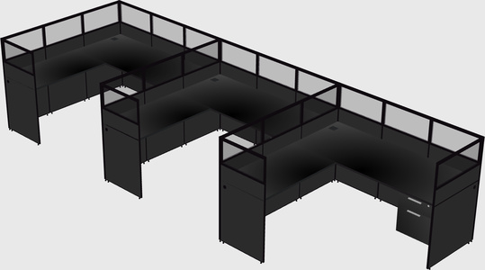 Shared l-shaped cubicle