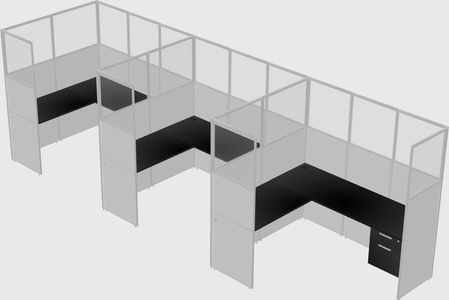 Shared l-shaped cubicle