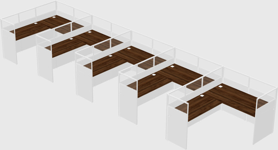 Shared l-shaped cubicle