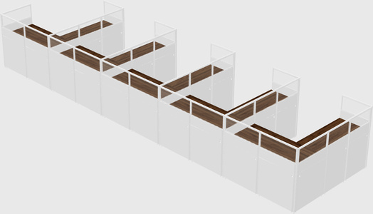 Shared l-shaped cubicle