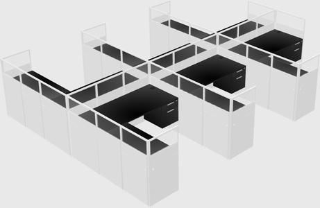 Shared l-shaped cubicle