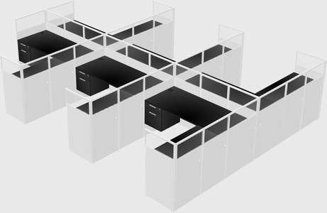 Shared l-shaped cubicle