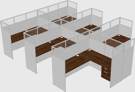Shared l-shaped cubicle