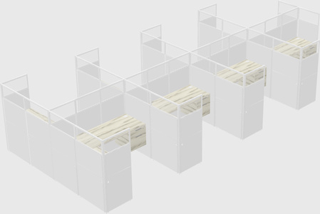 Shared l-shaped cubicle