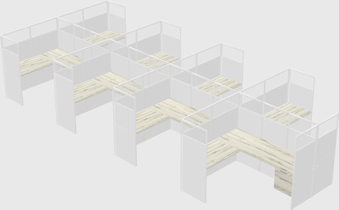 Shared l-shaped cubicle