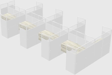 Shared l-shaped cubicle