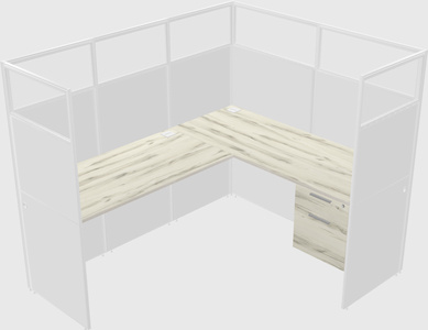 Shared l-shaped cubicle