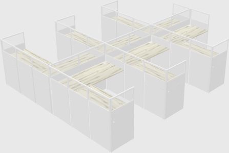 Shared l-shaped cubicle