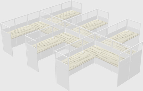 Shared l-shaped cubicle