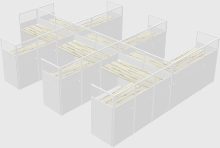Shared l-shaped cubicle