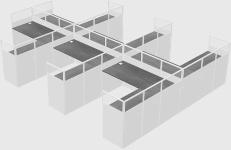 Shared l-shaped cubicle