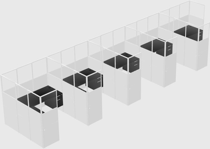 Shared l-shaped cubicle