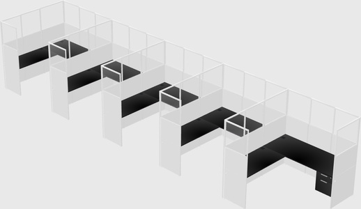 Shared l-shaped cubicle