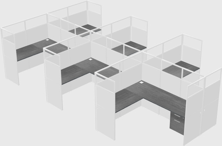 Shared l-shaped cubicle