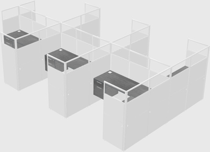 Shared l-shaped cubicle