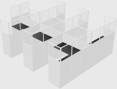 Shared l-shaped cubicle