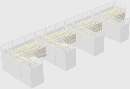Shared l-shaped cubicle