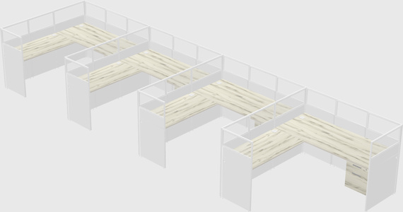 Shared l-shaped cubicle