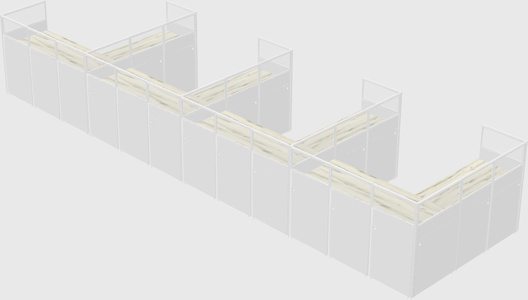 Shared l-shaped cubicle