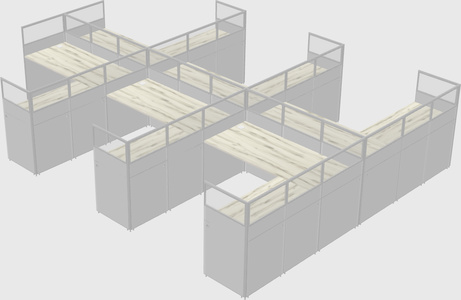 Shared l-shaped cubicle