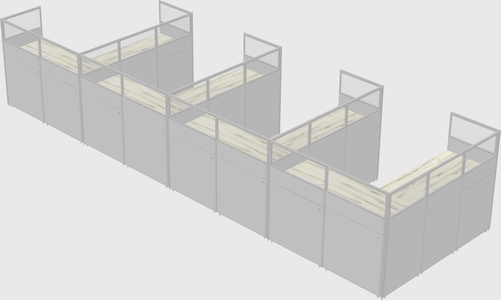 Shared l-shaped cubicle