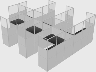 Shared l-shaped cubicle