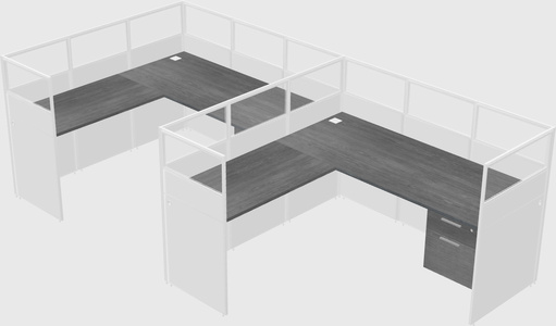 Shared l-shaped cubicle