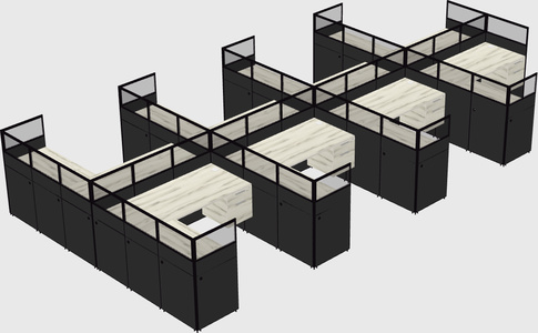 Shared l-shaped cubicle