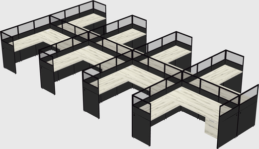 Shared l-shaped cubicle