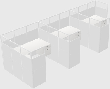 Shared l-shaped cubicle
