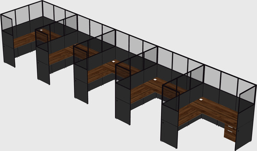 Shared l-shaped cubicle