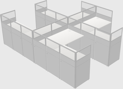 Shared l-shaped cubicle