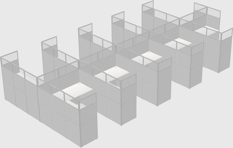 Shared l-shaped cubicle