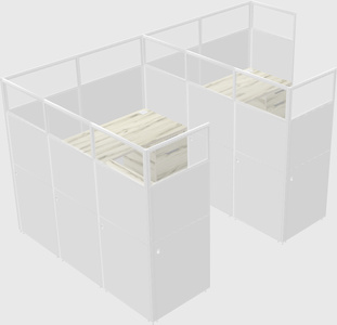 Shared l-shaped cubicle