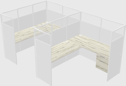 Shared l-shaped cubicle