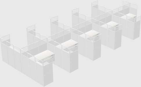 Shared l-shaped cubicle