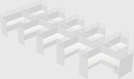 Shared l-shaped cubicle
