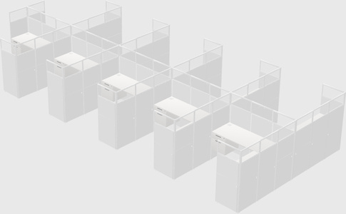 Shared l-shaped cubicle