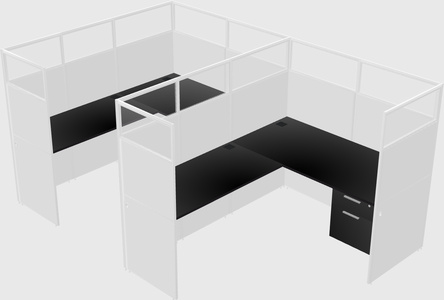 Shared l-shaped cubicle