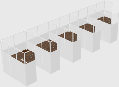 Shared l-shaped cubicle