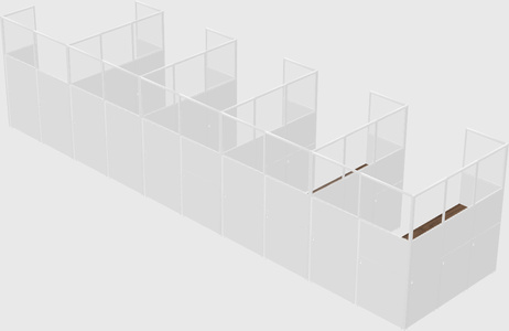 Shared l-shaped cubicle