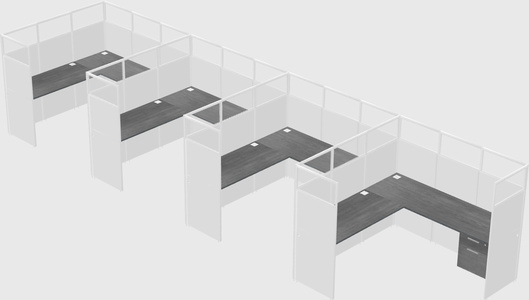 Shared l-shaped cubicle