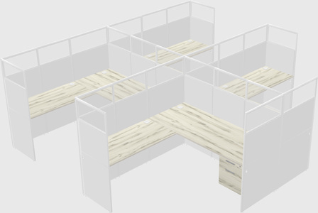 Shared l-shaped cubicle
