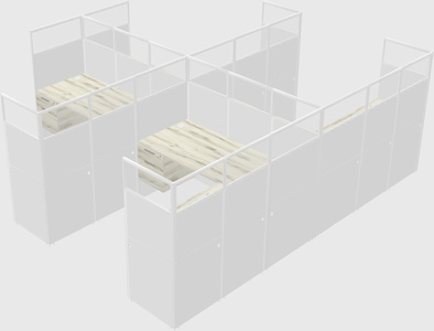 Shared l-shaped cubicle