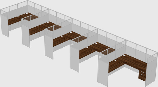 Shared l-shaped cubicle