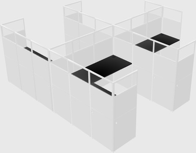 Shared l-shaped cubicle