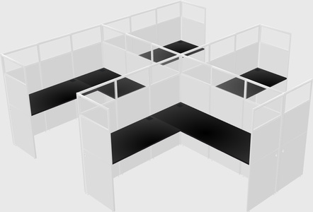 Shared l-shaped cubicle