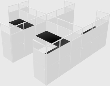 Shared l-shaped cubicle