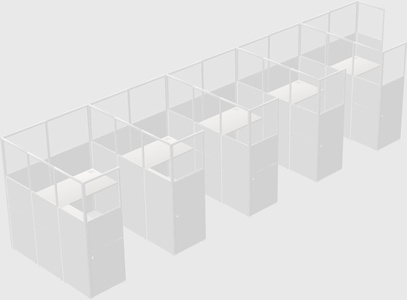 Shared l-shaped cubicle