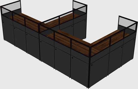 Shared l-shaped cubicle
